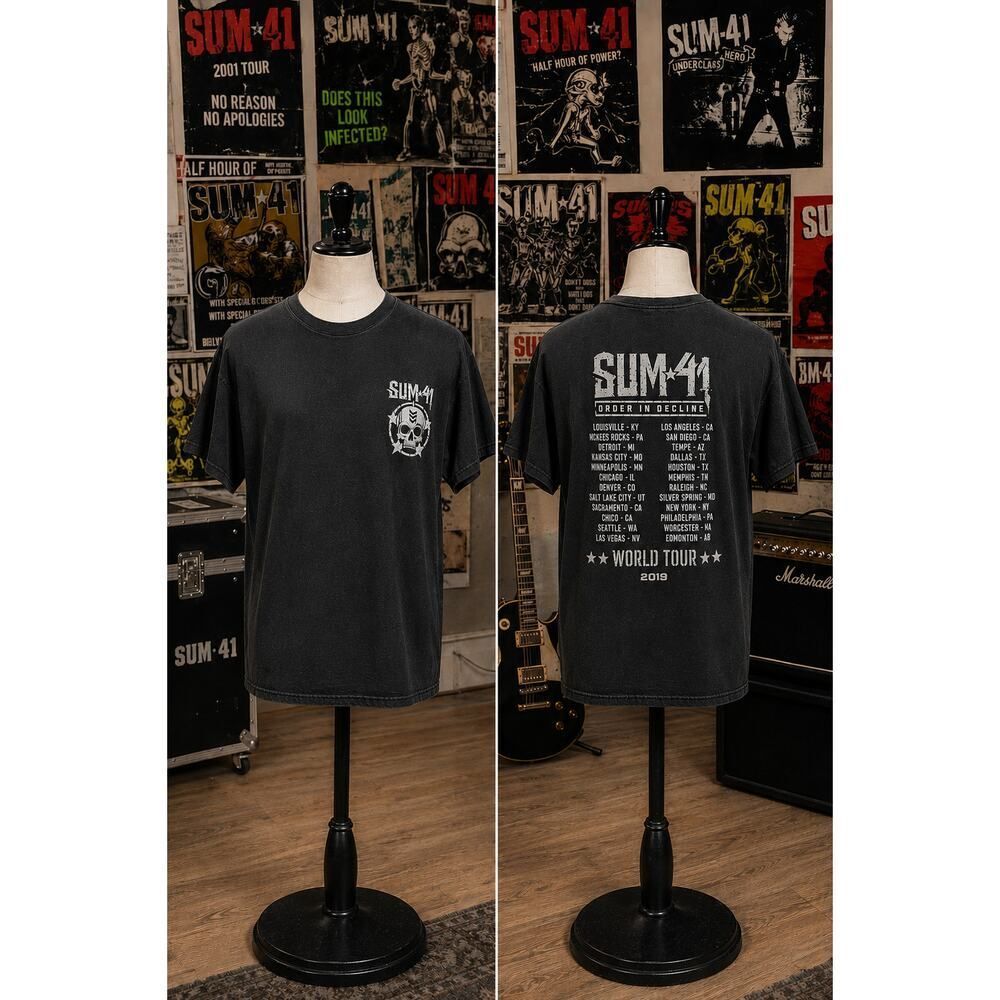 Sum 41 Order In Decline 2019 World Tour Band Tee Black Large